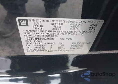 2017 GMC Sierra 1500 Denali из США, поврежденный, VIN 3GTU2PEJ4HG366041